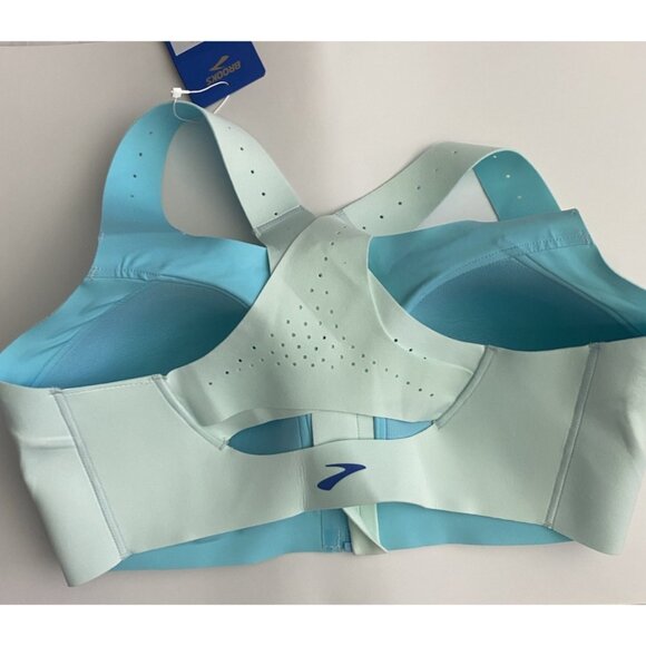 Brooks 36DD/E Dare Zip Front Run Bra 2.0 Ice Blue Vivid Teal Molded Sports Bra - Picture 8 of 11